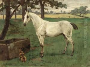 A White Stallion At The Trough
Signed And Dated 'lionel Biach 1899' (lower Right) by Lionel Birch