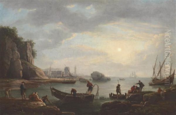Fishing Boats Off A French Harbor At Sunset - view 1