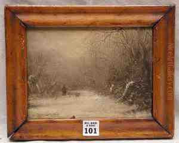 Hunter With Dog In Snowy Woods - view 1