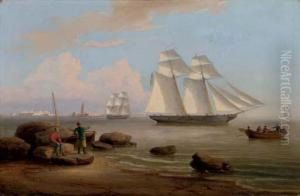 An American Brig Outward Bound From A Mediterranean Port by Thomas Birch