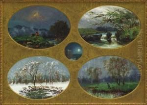 4 Landscape Vignettes by Thomas Birch