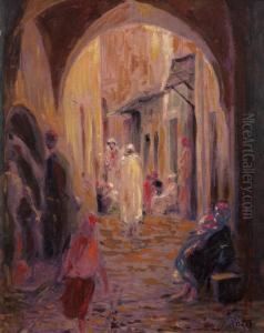Ruelle Animee De Lacasbah D'alger by Alphonse Birck