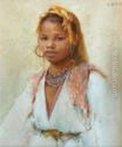 Portrait De Jeune Fille En Costume Traditionnel. by Alphonse Birck