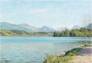 A Swiss Lake, Signed And Dated 1921, Oil On Canvas, 34 X 48 Cm.; 13 1/2 X 19 In by Axel Birkhammer