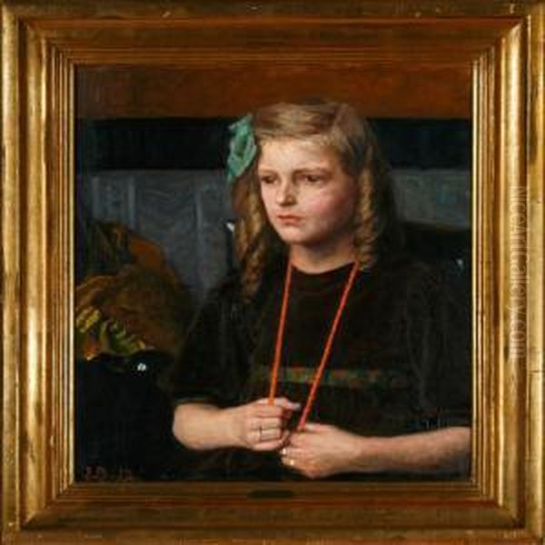 A Young Girl Sitting In A Chair. Signed And Dated J. B. 12 - view 1