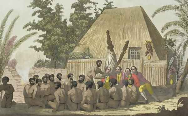 Captain Cook observes an Offering, Sandwich Islands - view 1