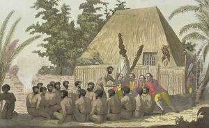 Captain Cook observes an Offering, Sandwich Islands by C. Bottigella