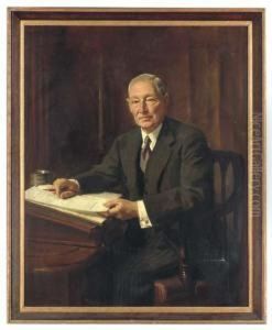 Portrait Of Ralph Y. Sketch, Seated At A Desk by Oswald Hornby J. Birley