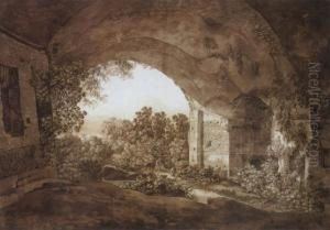 Blick Aus Dem Nymphaum Auf Den Albanersee Und Den Monte Cavo by Peter Birmann
