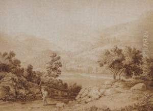 Mountainous Landscape With Traveller
