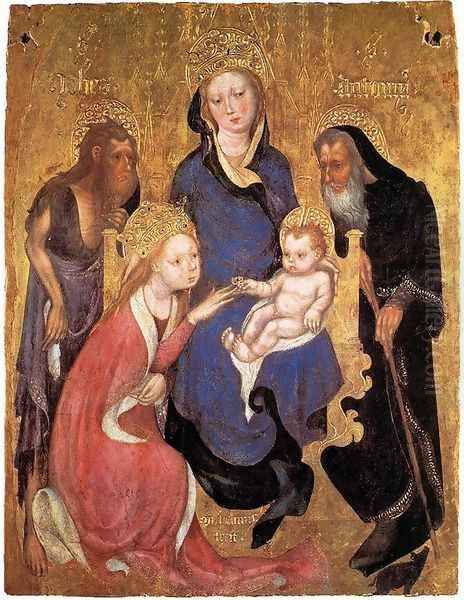 The Mystic Marriage of St Catherine, St John the Baptist, St Antony Abbot c. 1420 - view 1