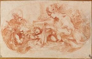 The Holy Family With The Infant Baptist by Bartolomeo Biscaino