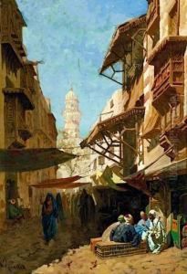 Scene De Rue En Egypte by Cesare Biseo