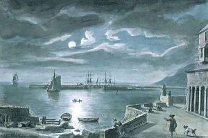 The Harbour and the Cobb, Lyme Regis, Dorset, by Moonlight