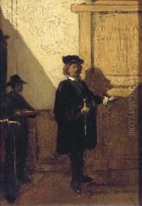 Rembrandt Arriving For The Anatomy Lesson Of Dr Tulp by Christoffel Bisschop