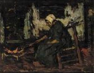 A Peasant Woman By The Fire by Suze Robertson