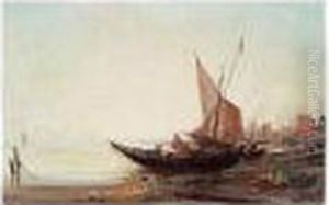 Boats On The Shores Of The Bosphorus by Paul Bistagne