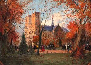 Figures before Notre Dame, Paris by Antal Berkes