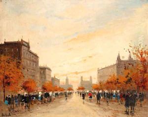 A busy street by Antal Berkes