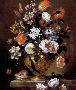 Fiori in vaso di metallo 1690-99