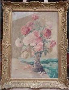 < Nature Morte Aux Fleurs > Aquarelle Sur Panneau Sbd 74x51.5cm < Nature Morte Aux Fleurs > Aquarelle Sur Panneau Sbd 74x51.5cm