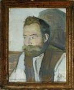 Three Portraits One Of "kjeld Bovbjerg" by Niels Bjerre