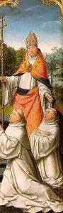 The Retable of Le Cellier (triptych inner-right panel featuring St. Malachy O'Morgair & Cistercian Monks) 1508-09 by Jean Bellegambe the Elder