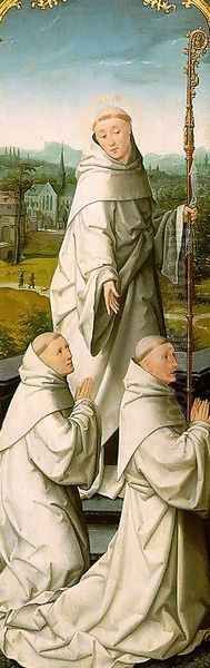 The Retable of Le Cellier (triptych) (inner-left panel featuring St. Bernard & Cistercian Monks) 1508-09 - view 1