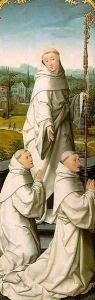 The Retable of Le Cellier (triptych) (inner-left panel featuring St. Bernard & Cistercian Monks) 1508-09 by Jean Bellegambe the Elder