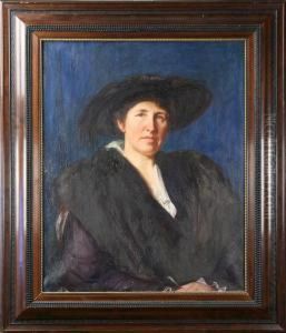 Portratt Av Kvinna I Svart by Gustav Oscar Bjorck