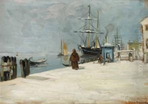 Hamnmotiv by Gustav Oscar Bjorck