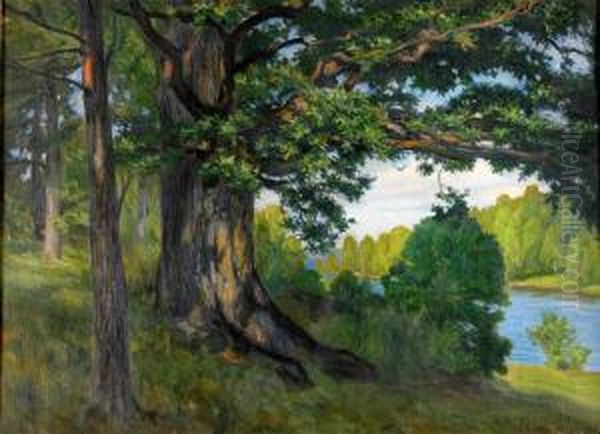 Den Gamla Eken - Sommarlandskap Med Vatten - view 1