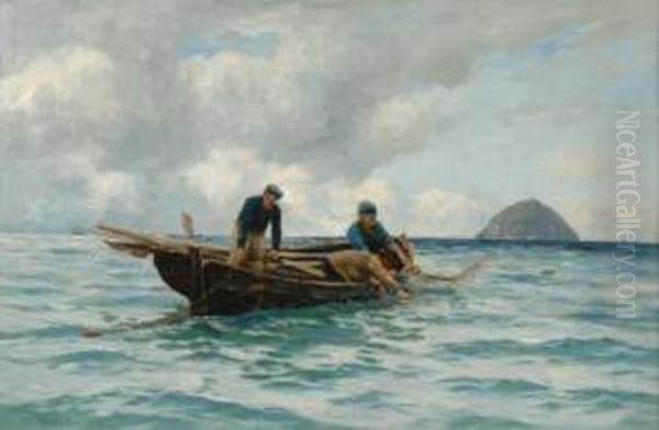 Rsw 'hauling The Salmon Nets' Oil On Canvas, 61x92cm Signed And Dated - view 1