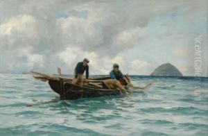 Rsw 'hauling The Salmon Nets' Oil On Canvas, 61x92cm Signed And Dated