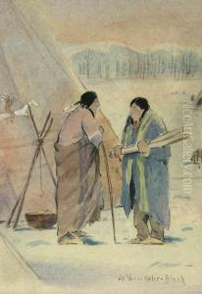 Two Indians Before A Teepee - view 1