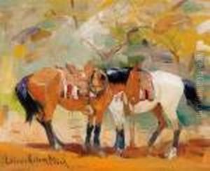Horses Saddled by Laverne Nelson Black