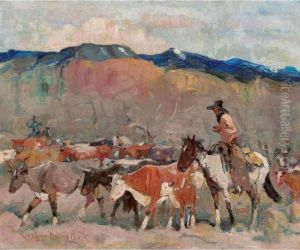 Cowboy Herding Cattle by Laverne Nelson Black