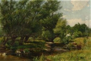 Stream Through A Summer Landscape by Olive Parker Black