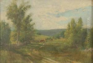 Country Road With Cattle. by Olive Parker Black