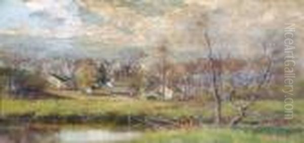 Houses By A Stream In An Autumn Landscape - view 1