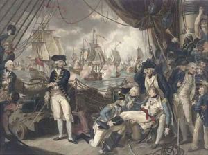 The celebrated victory obtained by the British fleet under the command of Earl Howe over the French fleet on the Glorious First of June, 1794, by D. O by Mather Brown