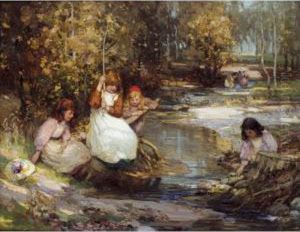 Her First Catch by Thomas Bromley Blacklock
