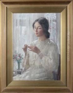 At The Window - A Portrait Of The Artist's Wife Nellie by William Kay Blacklock