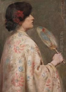 Lady In Kimono With Fan by William Kay Blacklock