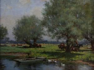 The River Bank, Hemingford On The Ouse, Hunts. by William Kay Blacklock