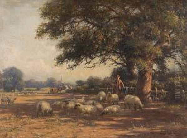 Rural Landscape With Farmer And Sheep - view 1