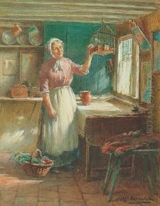 An Interior Scene With A Woman
Washing Clothes; Cottage Interior With A Woman Beside A Window by William Kay Blacklock