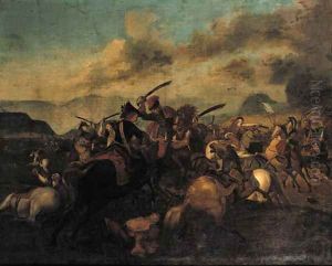 A cavalry skirmish by Pierre Bourgogne
