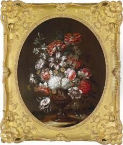 A Still Life With Flowers In A Sculptedvase A Still Life With Flowers In A Sculptedvase