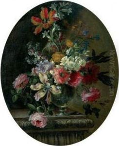 Vase De Fleurs Sur Un Entablement by Jean Baptiste Belin de Fontenay